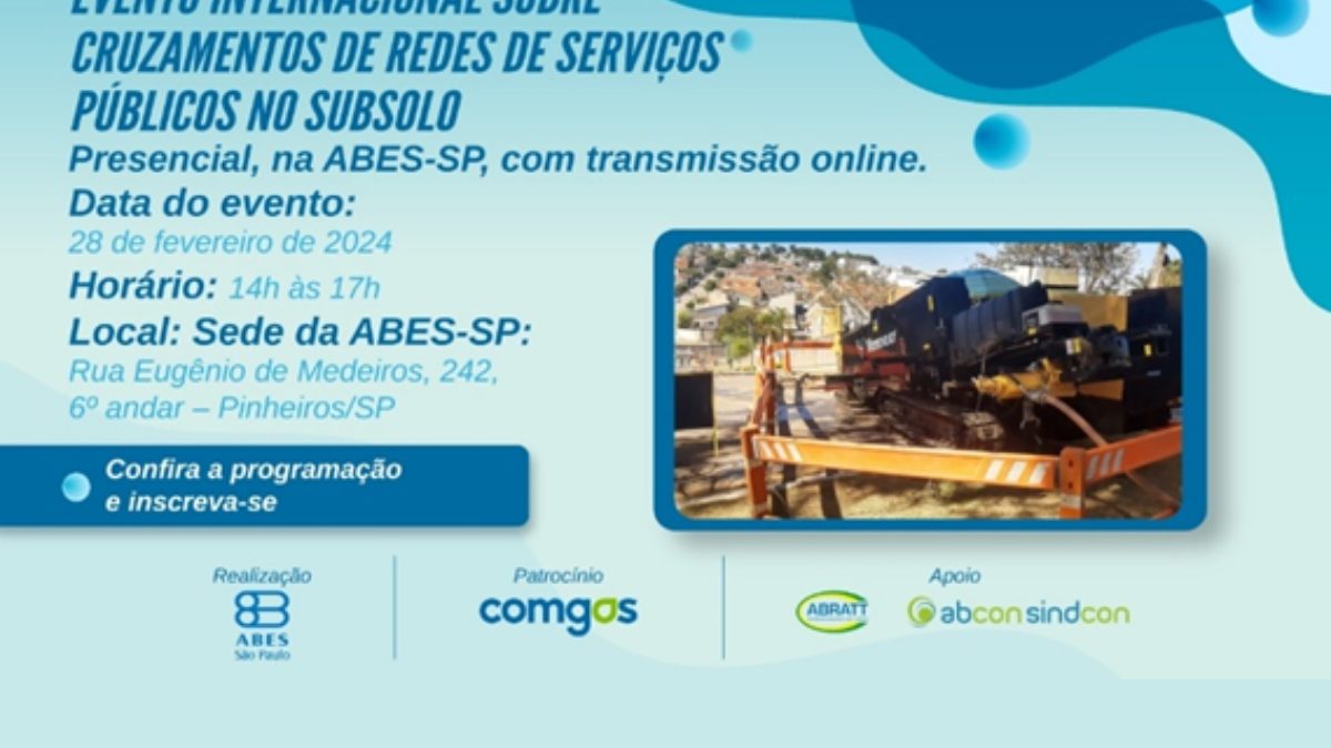 ABES-SP realizará evento internacional sobre cruzamentos de redes de serviços públicos no subsolo. Confira a programação e inscreva-se!